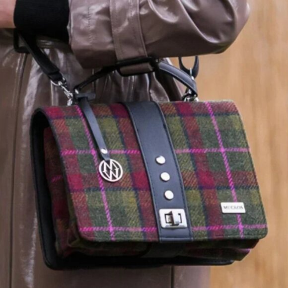Mucros Weavers Red Plaid Fiona Wool Tweed Bag made in Killarney Ireland Wool - Picture 14 of 14